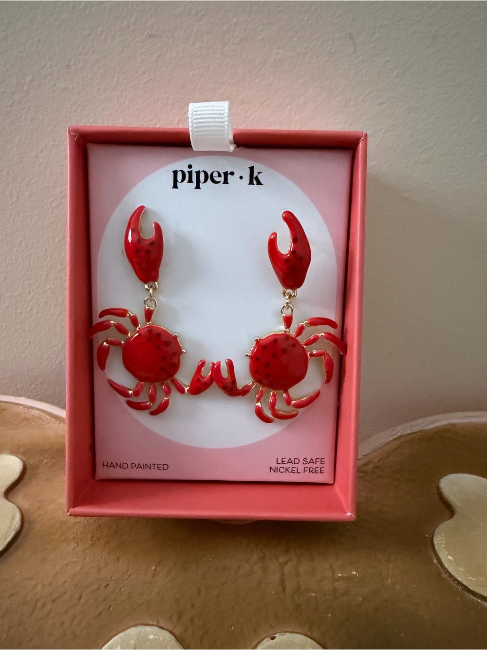 Piper K Hand Painted Dangle Crab Earrings